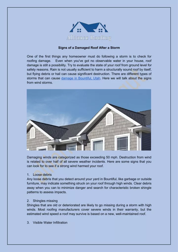 signs of a damaged roof after a storm