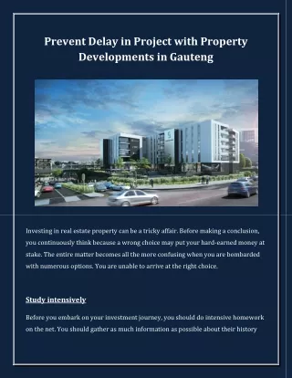 Prevent Delay in Project with Property Developments in Gauteng