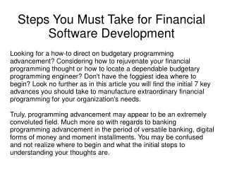 Steps You Must Take for Financial Software Development