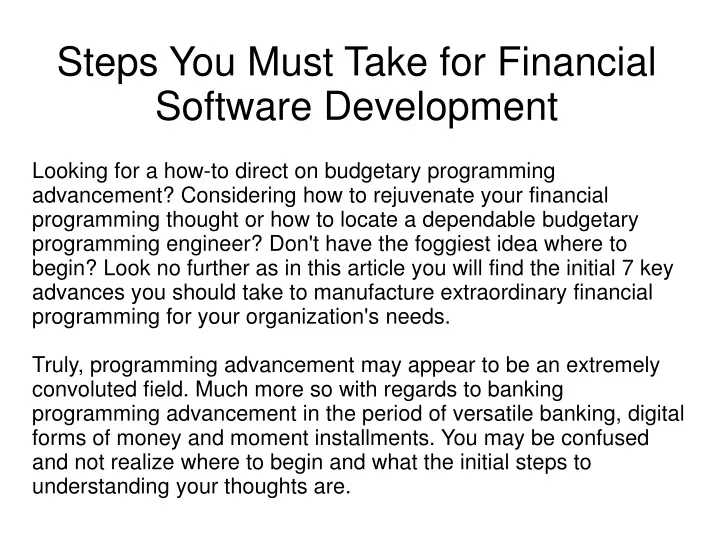 steps you must take for financial software development