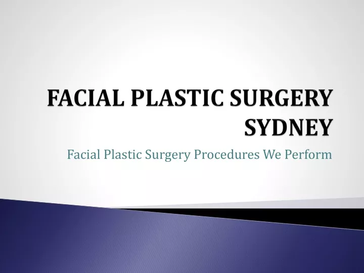 facial plastic surgery sydney