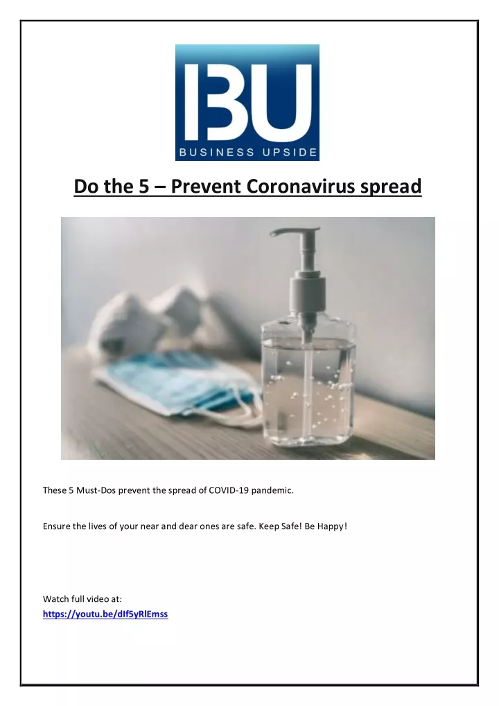 do the 5 prevent coronavirus spread