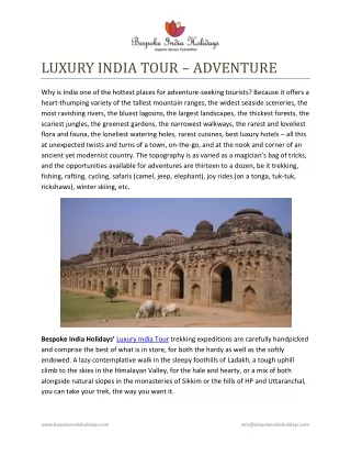 LUXURY INDIA TOUR – ADVENTURE