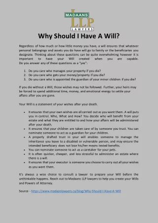 Why Should I Have A Will?