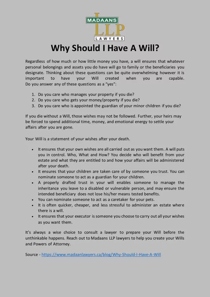why should i have a will