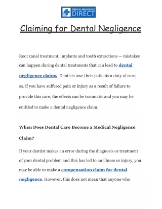 Claiming for Dental Negligence | Suing a Dentist
