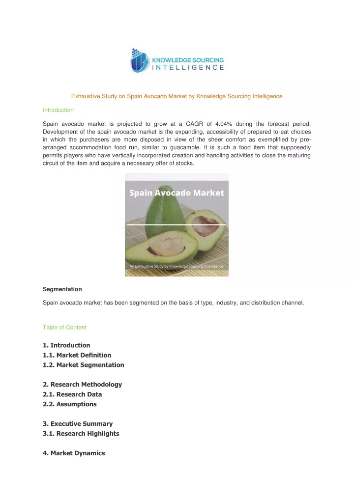 exhaustive study on spain avocado market