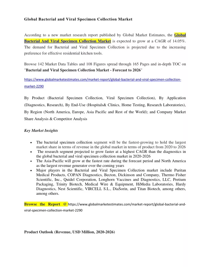 global bacterial and viral specimen collection