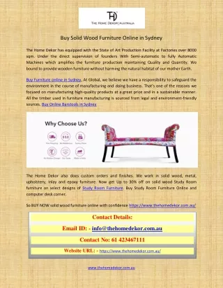 Buy Solid Wood Furniture Online in Sydney