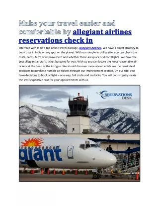 Allegiant Airlines reservations check in