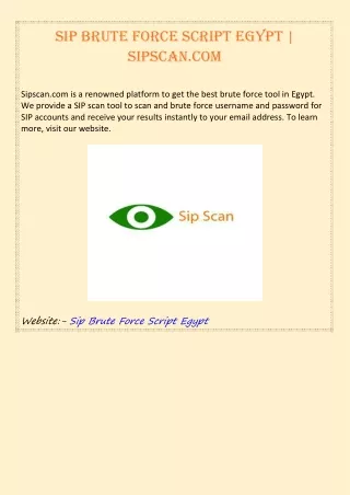 SIP Brute Force Script Egypt | Sipscan.com