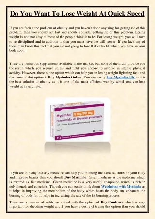 do you want to lose weight at quick speed