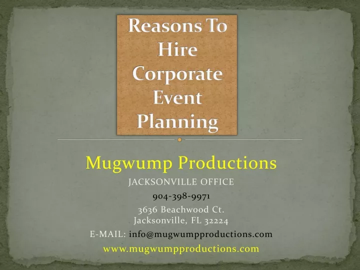 reasons to hire corporate event planning