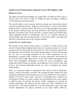 global aircraft fairing market estimated to cross