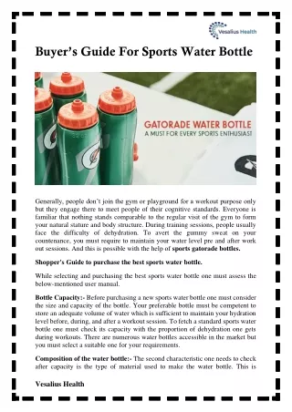 Buyer's Guide For Sports Water Bottle