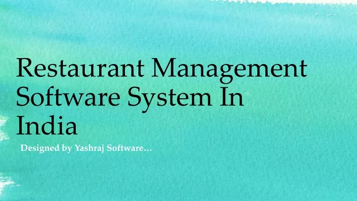 restaurant management software system in india