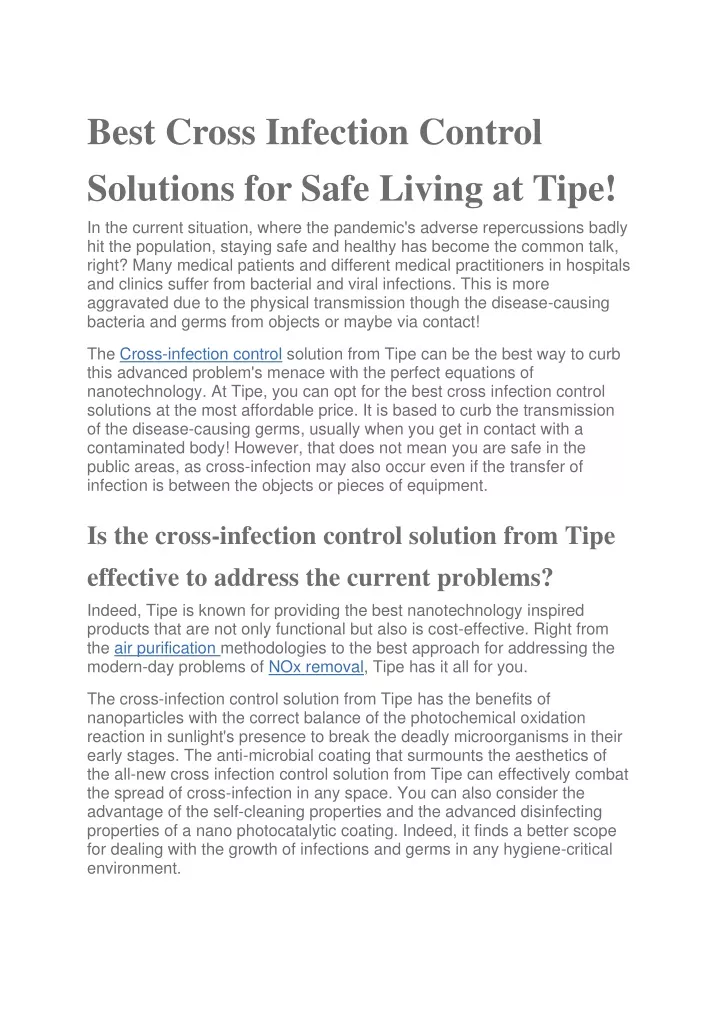 best cross infection control solutions for safe