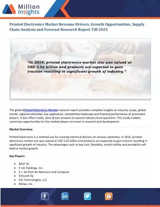 printed electronics market revenue drivers growth
