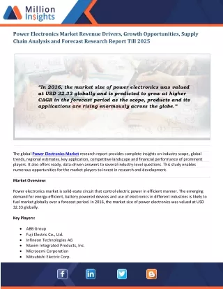 power electronics market revenue drivers growth