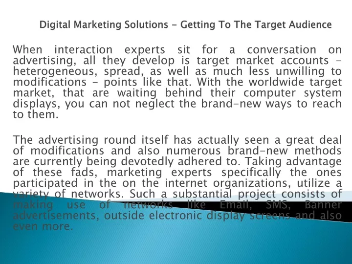 digital marketing solutions getting to the target audience