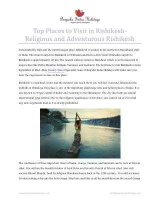 Top Places to Visit in Rishikesh- Religious and Adventurous Rishikesh
