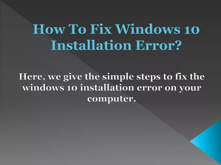 how to fix windows 10 installation error