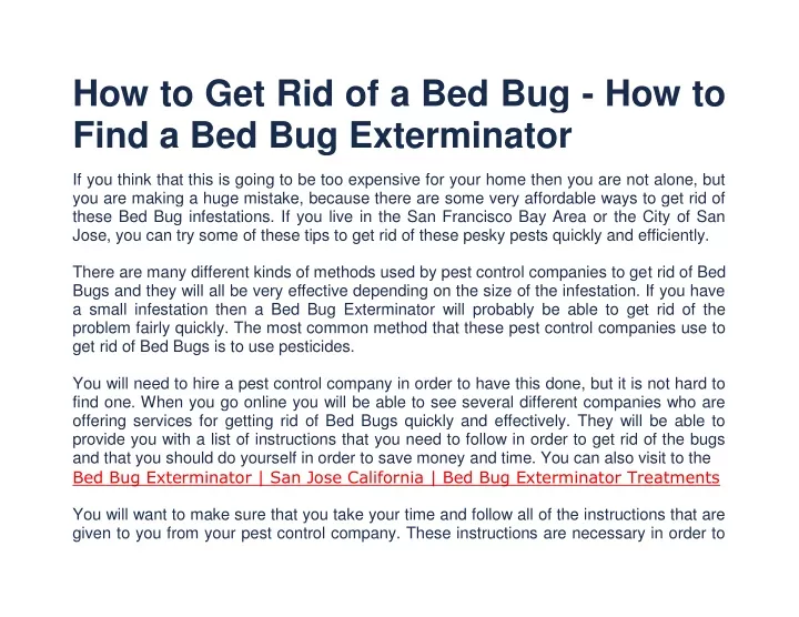 how to get rid of a bed bug how to find