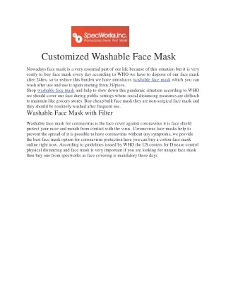 Customized Washable Face Mask