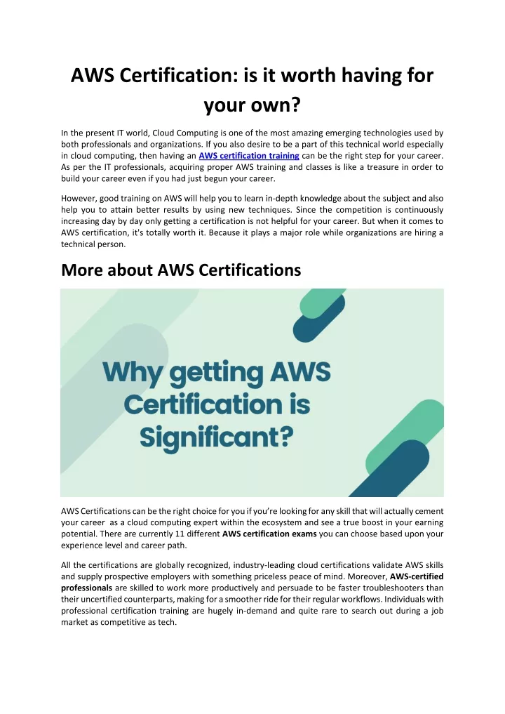 aws certification is it worth having for your own