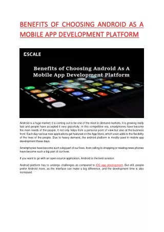 benefits of choosing android as a benefits