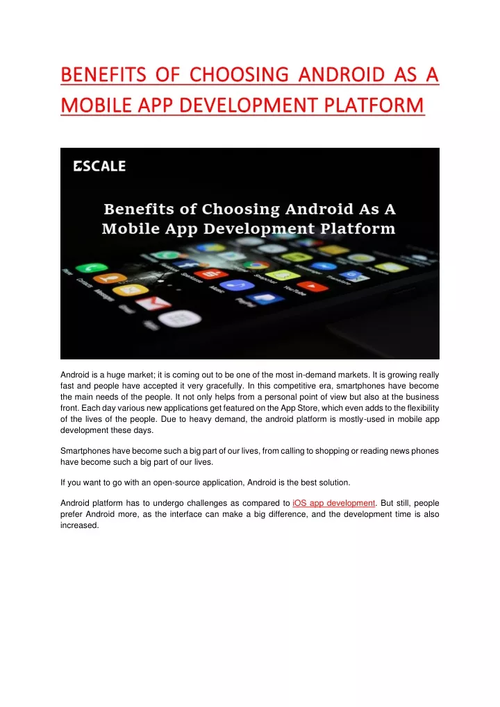 benefits of choosing android as a benefits