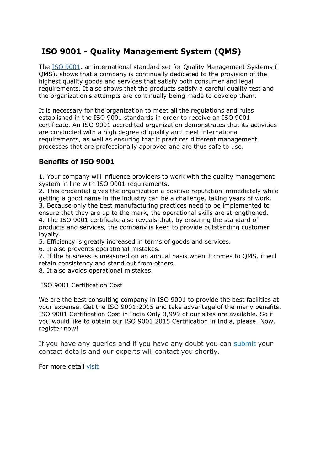PPT - ISO 9001 - Quality Management System (QMS) PowerPoint ...