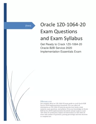 [PDF] Oracle 1Z0-1064-20 Exam Questions and Exam Syllabus