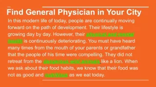 Find General Physician in Your City
