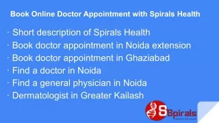 Book Online Doctor Appointment with Spirals Health