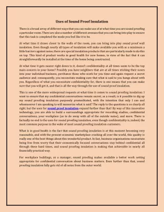 uses of sound proof insulation