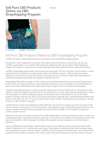 Sell Pure CBD Products Online via CBD Dropshipping Program