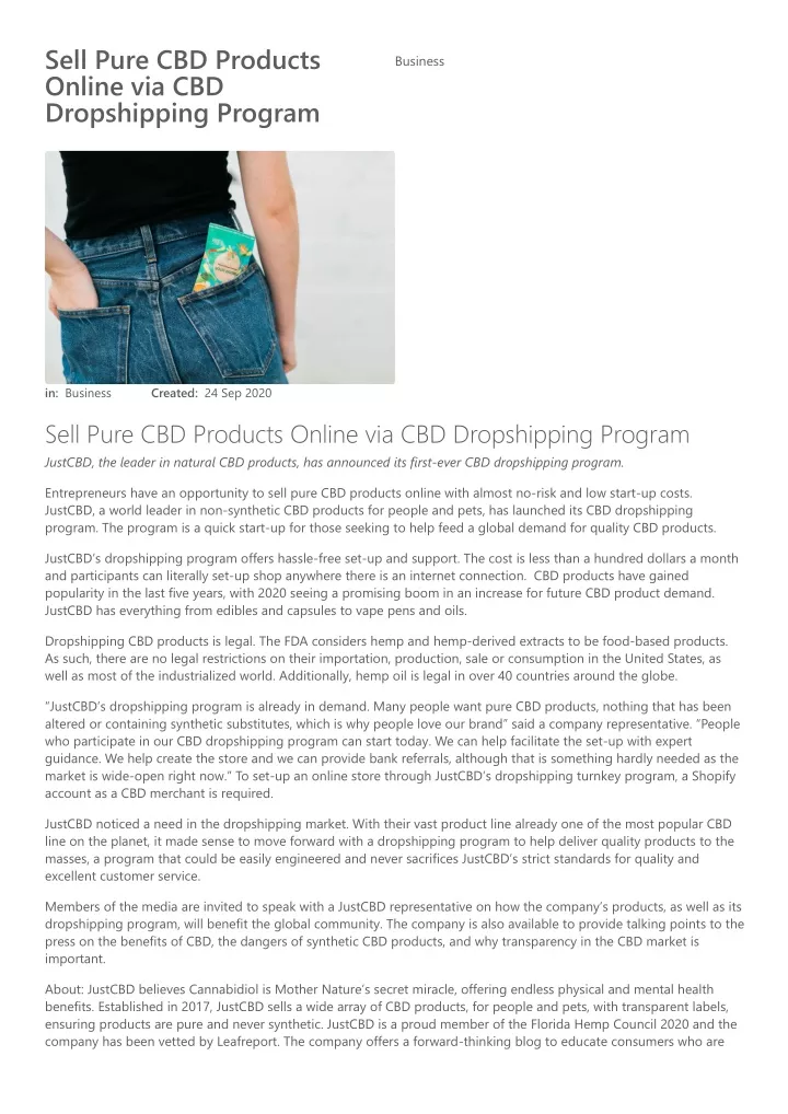 sell pure cbd products online