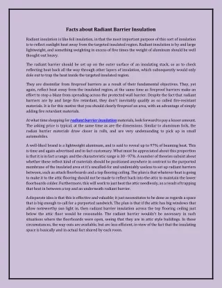 facts about radiant barrier insulation