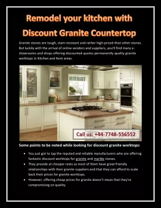 Remodel your kitchen with Discount Granite Countertop