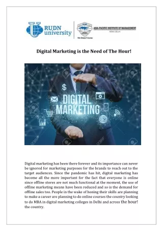 Digital Marketing is the Need of The Hour!