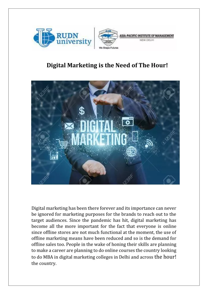 digital marketing is the need of the hour