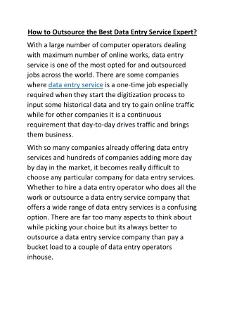 how to outsource the best data entry service
