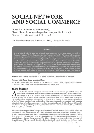 SOCIAL NETWORK AND SOCIAL COMMERCE