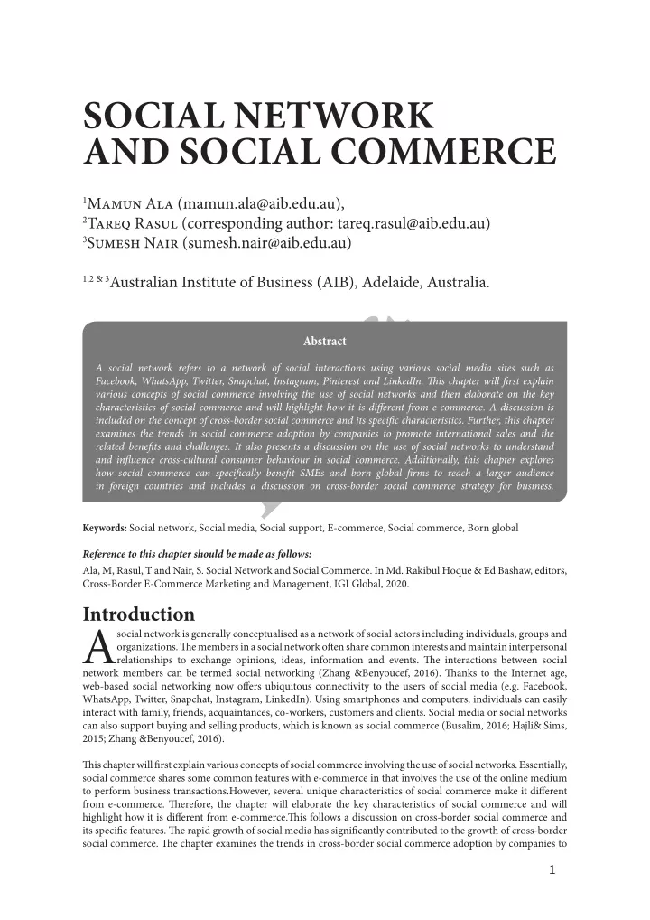 social network and social commerce