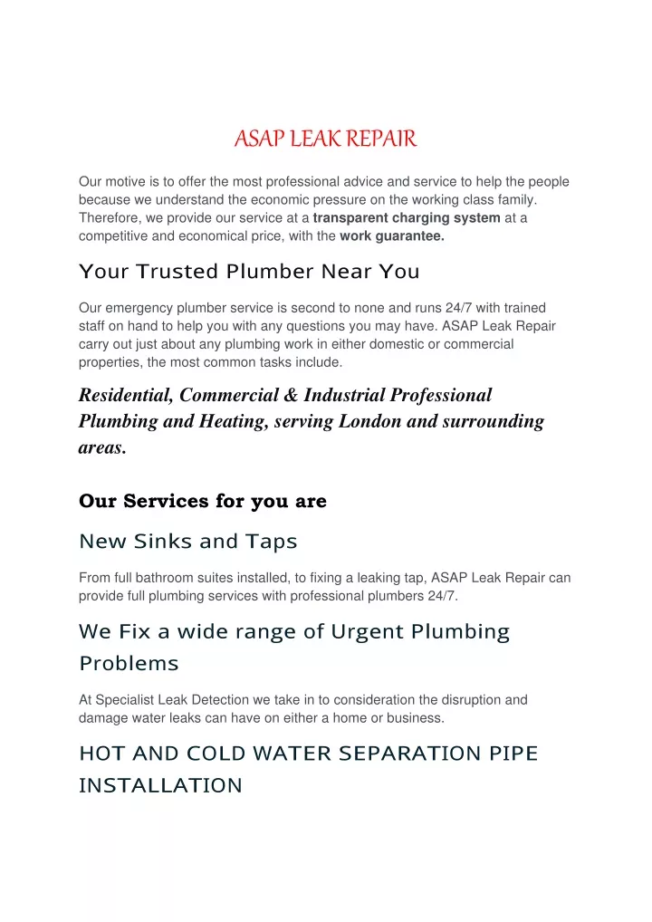 asap leak repair