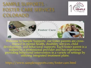 Sample Supports - Foster Care Services Colorado