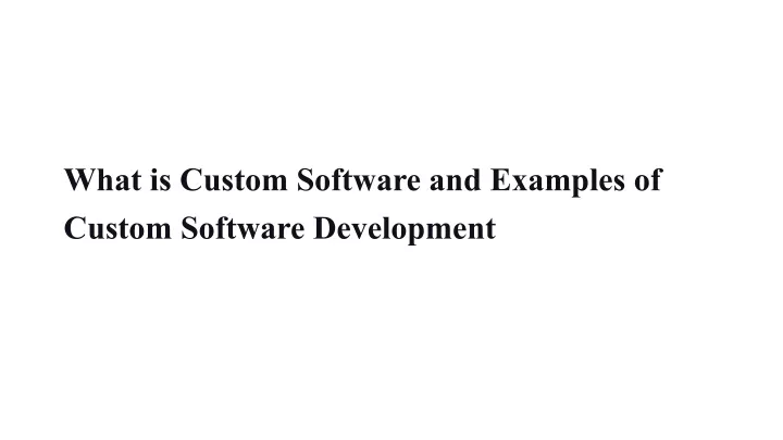 what is custom software and examples of custom