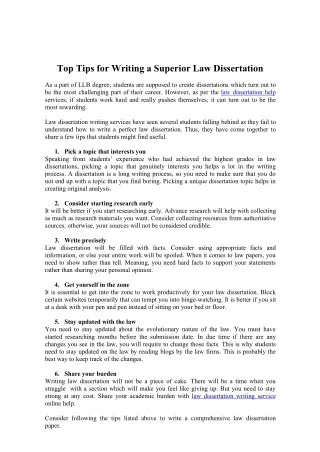 top tips for writing a superior law dissertation