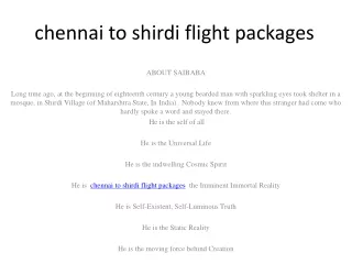 chennai to shirdi flight packages